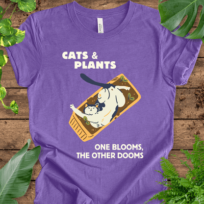 Cats and Plants: One Blooms, the Other Dooms T-Shirt